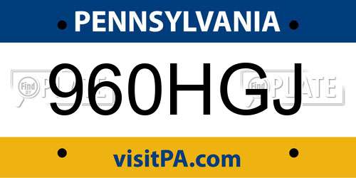 960HGJ Pennsylvania License Plate