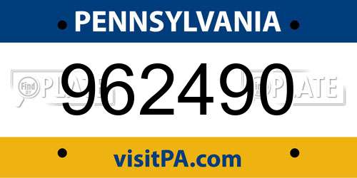 962490 Pennsylvania License Plate