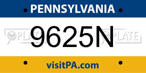 9625N Pennsylvania License Plate