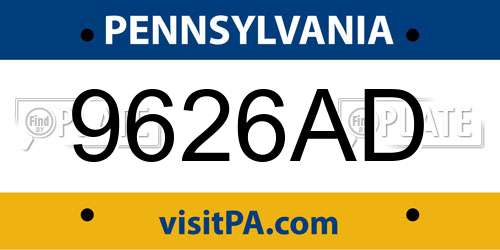 9626AD Pennsylvania License Plate