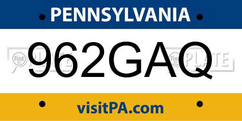 962GAQ Pennsylvania License Plate