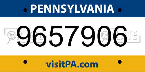 9657906 Pennsylvania License Plate
