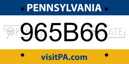 965B66 Pennsylvania License Plate