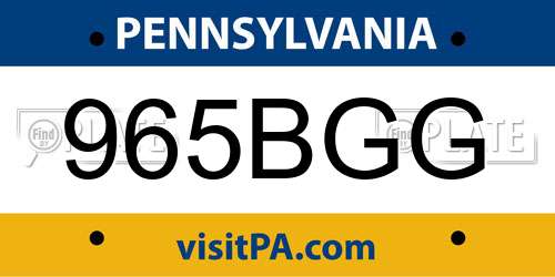 965BGG Pennsylvania License Plate