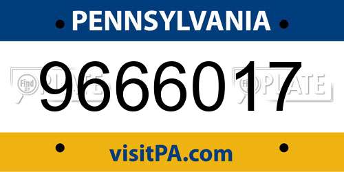9666017 Pennsylvania License Plate