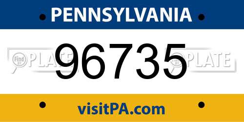 96735 Pennsylvania License Plate