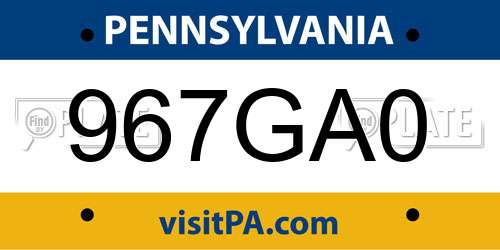 967GA0 Pennsylvania License Plate