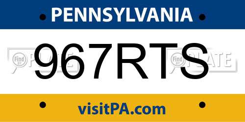 967RTS Pennsylvania License Plate