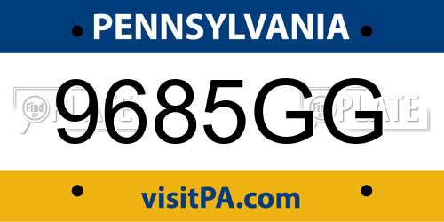 9685GG Pennsylvania License Plate