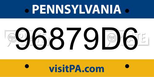 96879D6 Pennsylvania License Plate