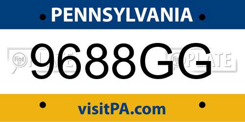9688GG Pennsylvania License Plate
