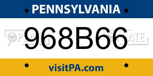 968B66 Pennsylvania License Plate