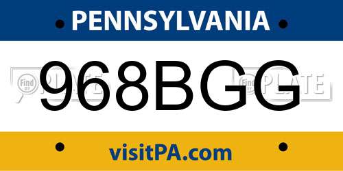968BGG Pennsylvania License Plate