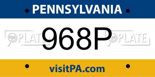 968P Pennsylvania License Plate