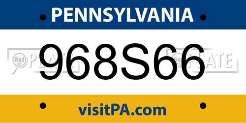 968S66 Pennsylvania License Plate