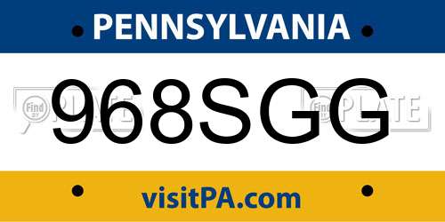 968SGG Pennsylvania License Plate