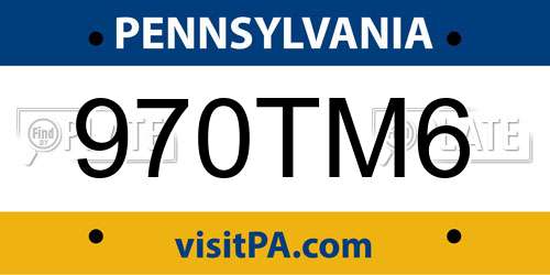 970TM6 Pennsylvania License Plate
