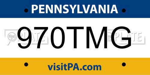 970TMG Pennsylvania License Plate
