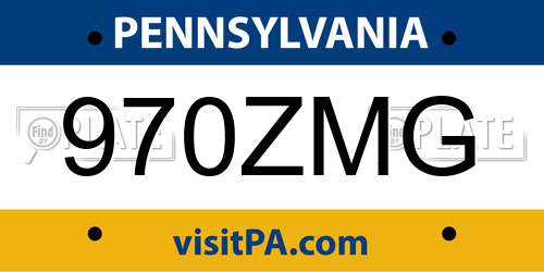 970ZMG Pennsylvania License Plate
