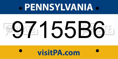 97155B6 Pennsylvania License Plate