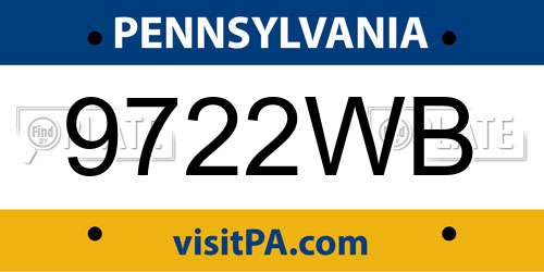 9722WB Pennsylvania License Plate