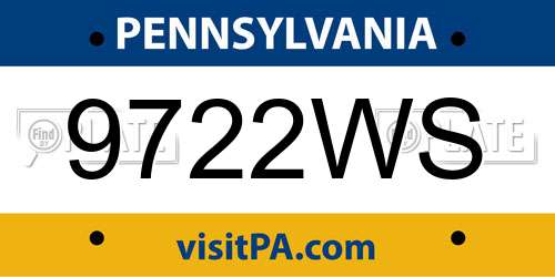 9722WS Pennsylvania License Plate