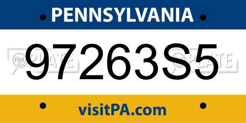 97263S5 Pennsylvania License Plate