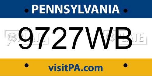 9727WB Pennsylvania License Plate