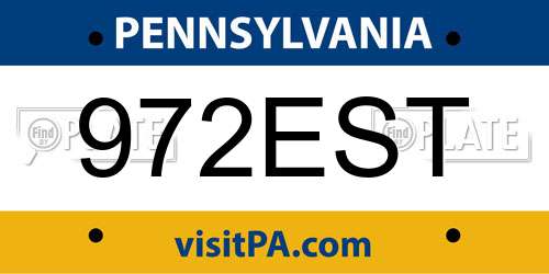 972EST Pennsylvania License Plate