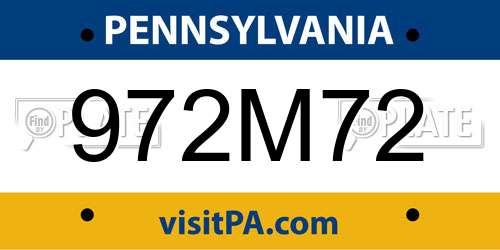972M72 Pennsylvania License Plate