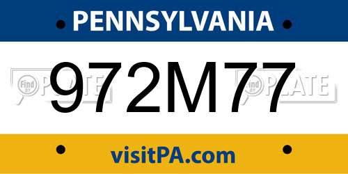 972M77 Pennsylvania License Plate