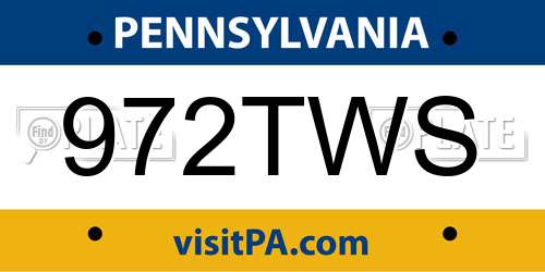 972TWS Pennsylvania License Plate