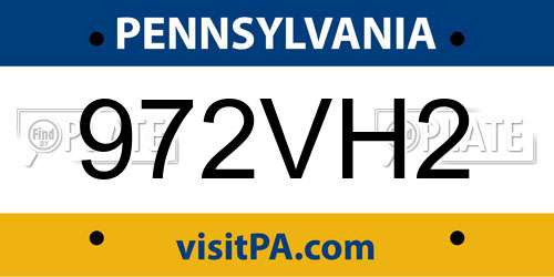 972VH2 Pennsylvania License Plate