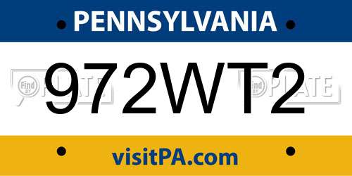 972WT2 Pennsylvania License Plate