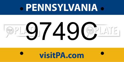 9749C Pennsylvania License Plate