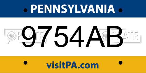 9754AB Pennsylvania License Plate