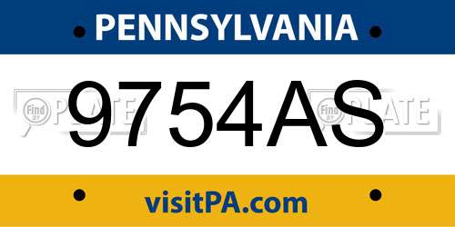 9754AS Pennsylvania License Plate
