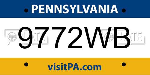 9772WB Pennsylvania License Plate