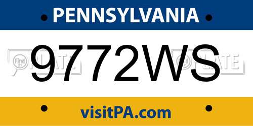 9772WS Pennsylvania License Plate
