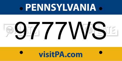 9777WS Pennsylvania License Plate
