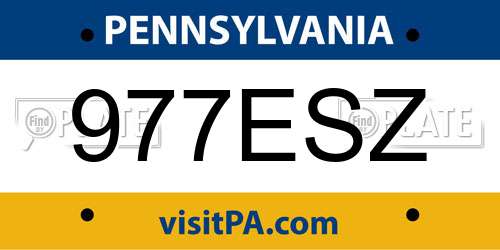 977ESZ Pennsylvania License Plate
