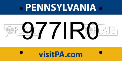 977IR0 Pennsylvania License Plate