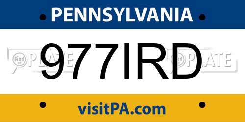 977IRD Pennsylvania License Plate