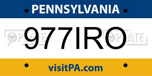 977IRO Pennsylvania License Plate