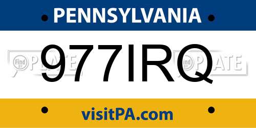 977IRQ Pennsylvania License Plate