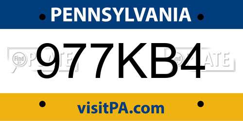 977KB4 Pennsylvania License Plate