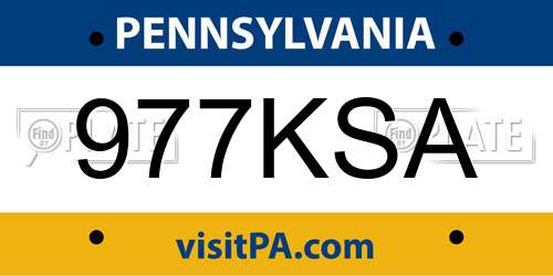 977KSA Pennsylvania License Plate