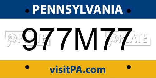 977M77 Pennsylvania License Plate