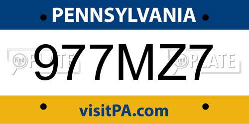 977MZ7 Pennsylvania License Plate