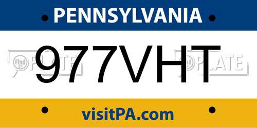 977VHT Pennsylvania License Plate